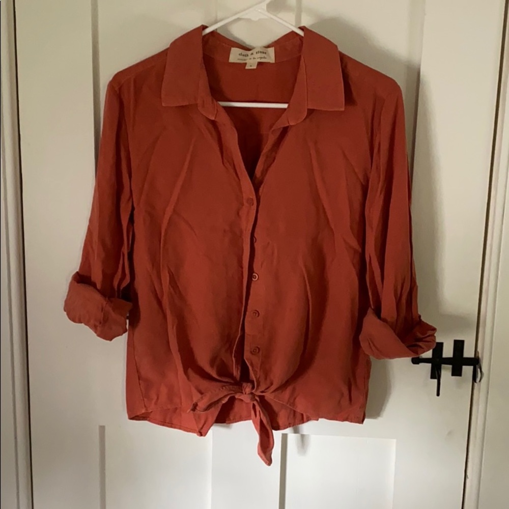 CLOTH & STONE TIE FRONT SHIRT